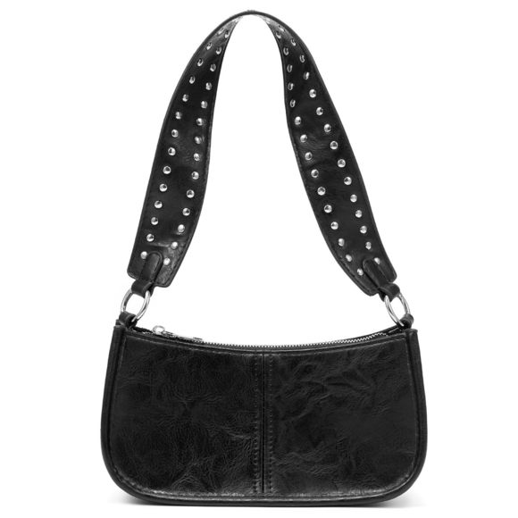 Small Black Shoulder Purses Studded Purse Y2K Crossbody Bag Cute :^) - Picture 1 of 9